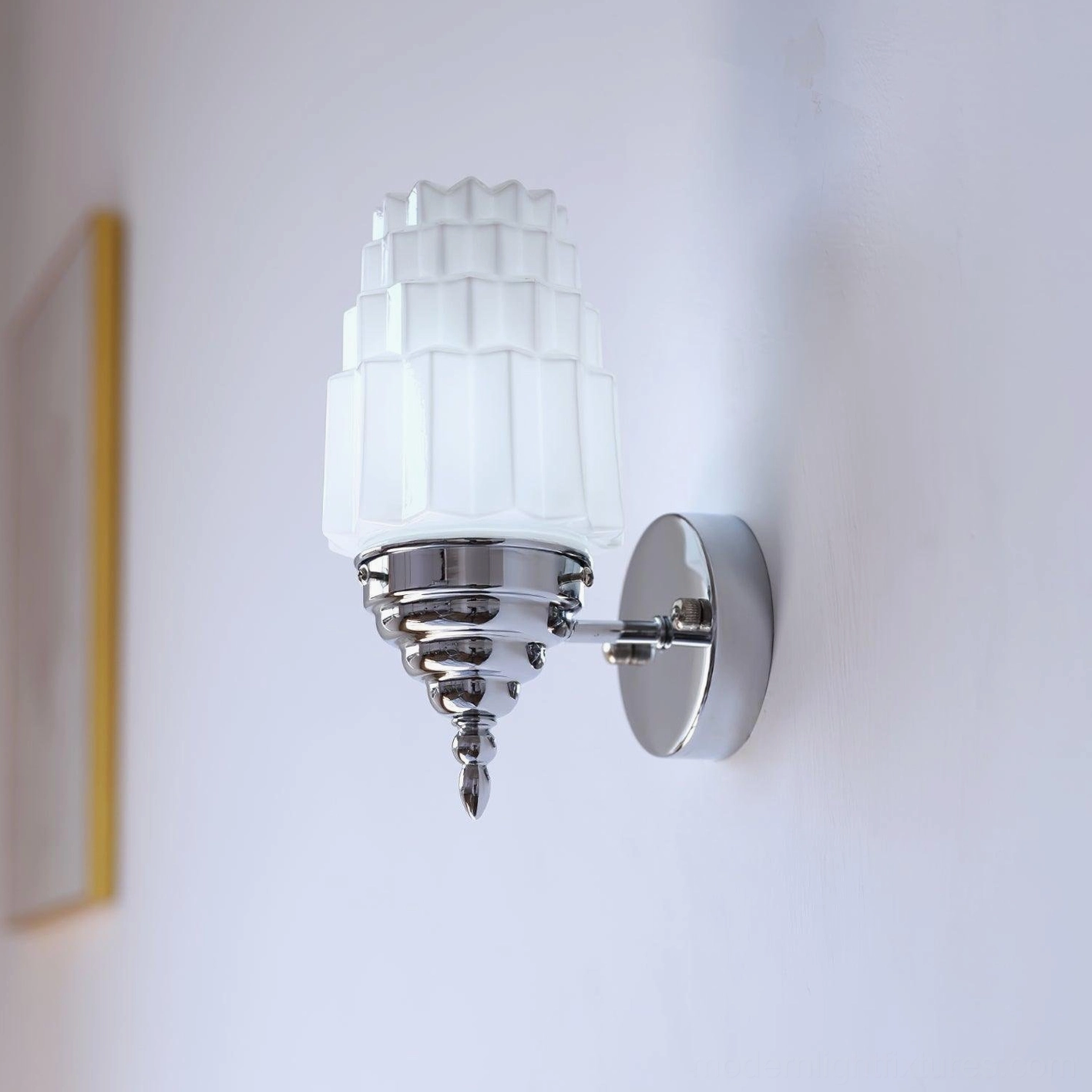 Clairmont chrome wall sconce mounted installation angle professional lighting