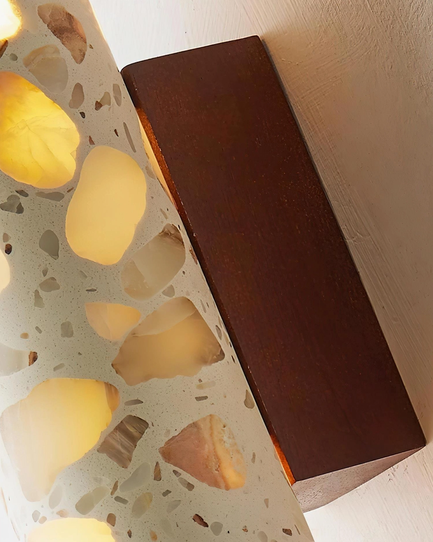Clasten terrazzo wall sconce paired installation creating balanced accent lighting in bedroom or hallway