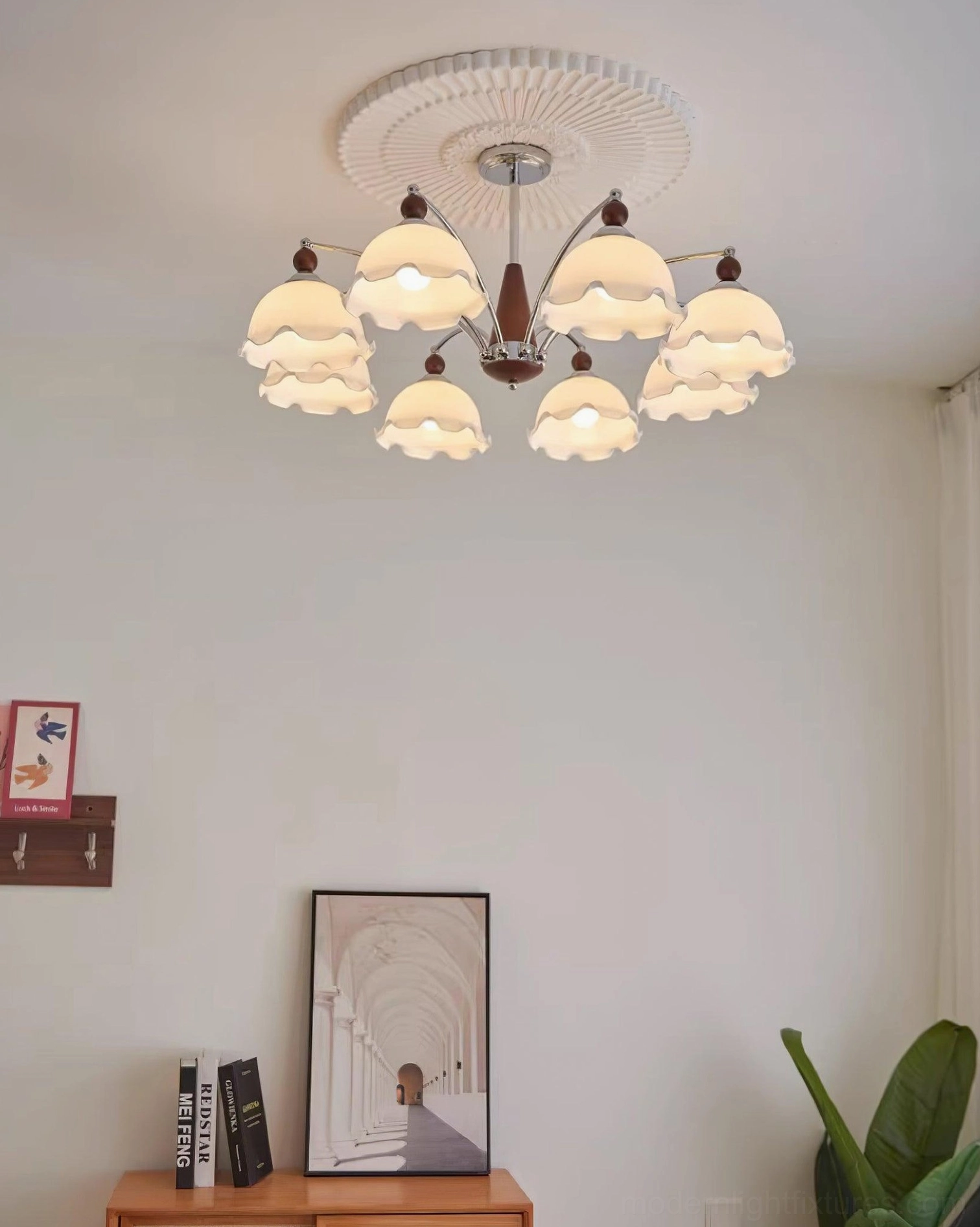 Claudia Floral Chandelier chrome metal framework structural design details