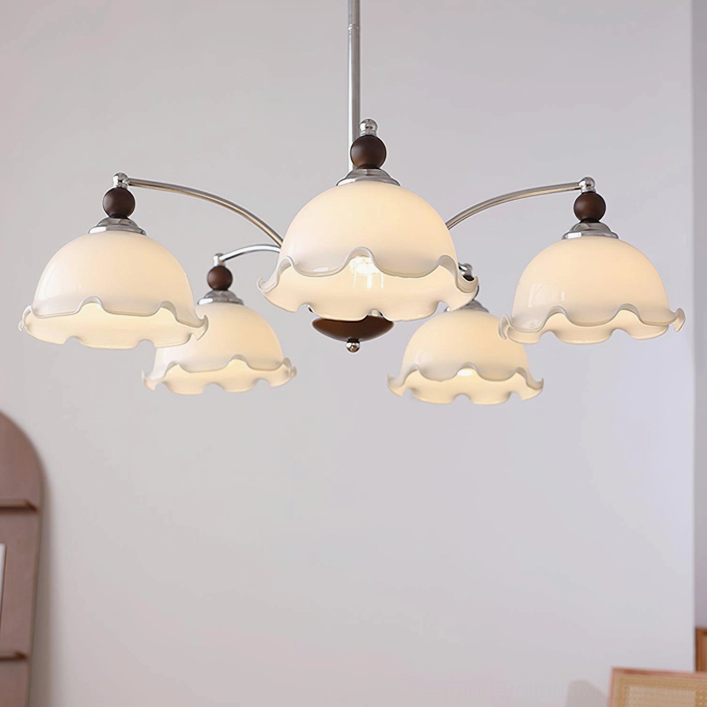 Claudia Floral Chandelier hanging rod installation hardware chrome finish