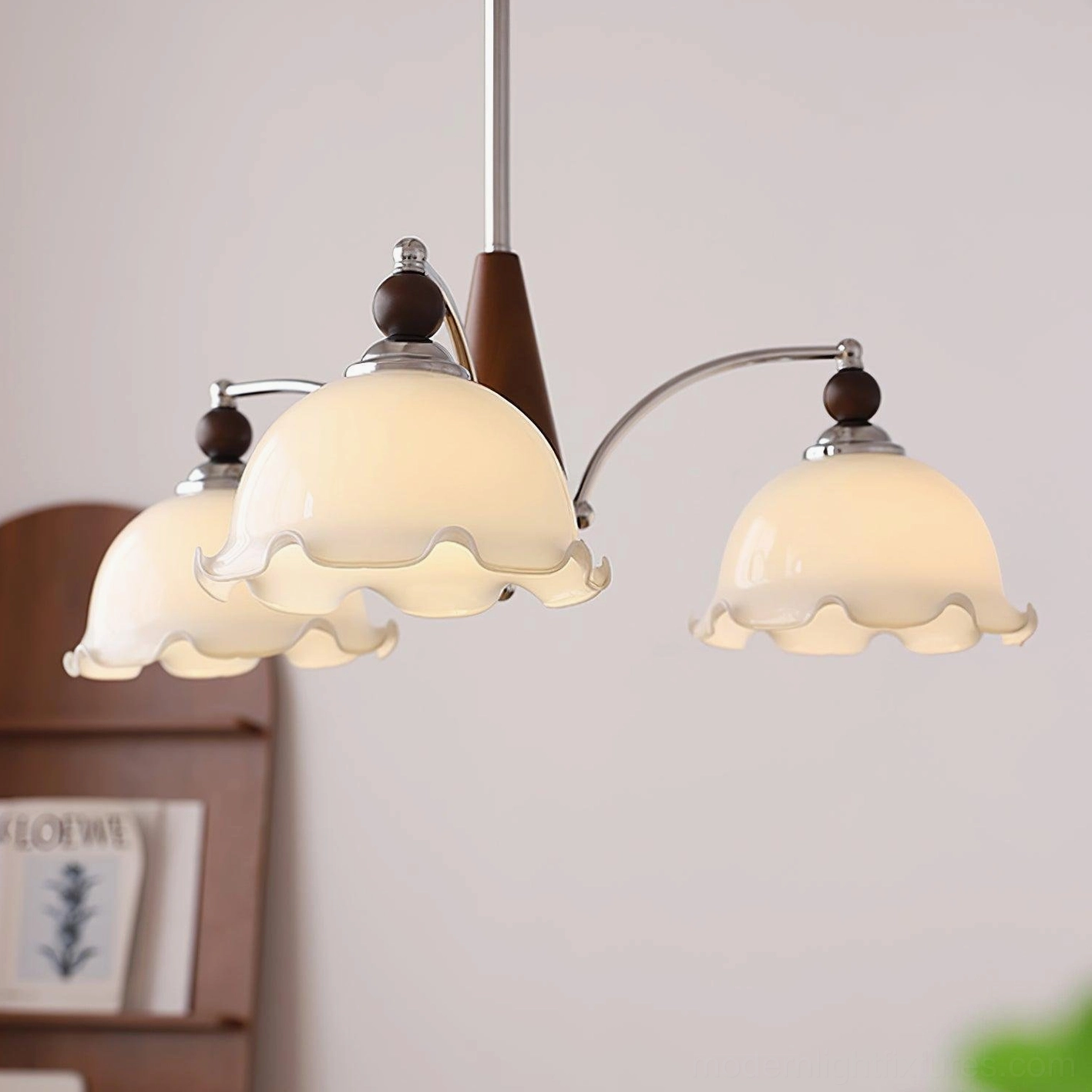 Claudia Floral Chandelier vintage nordic style metal arms glass diffusers studio
