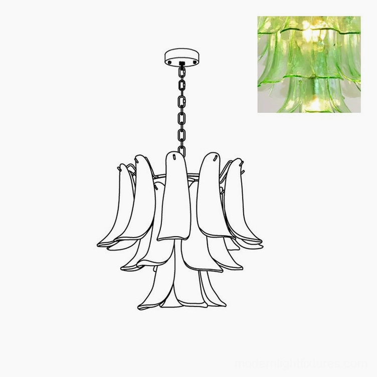 Clear green 6-layer petal chandelier 88cm width 77cm height professional product specifications