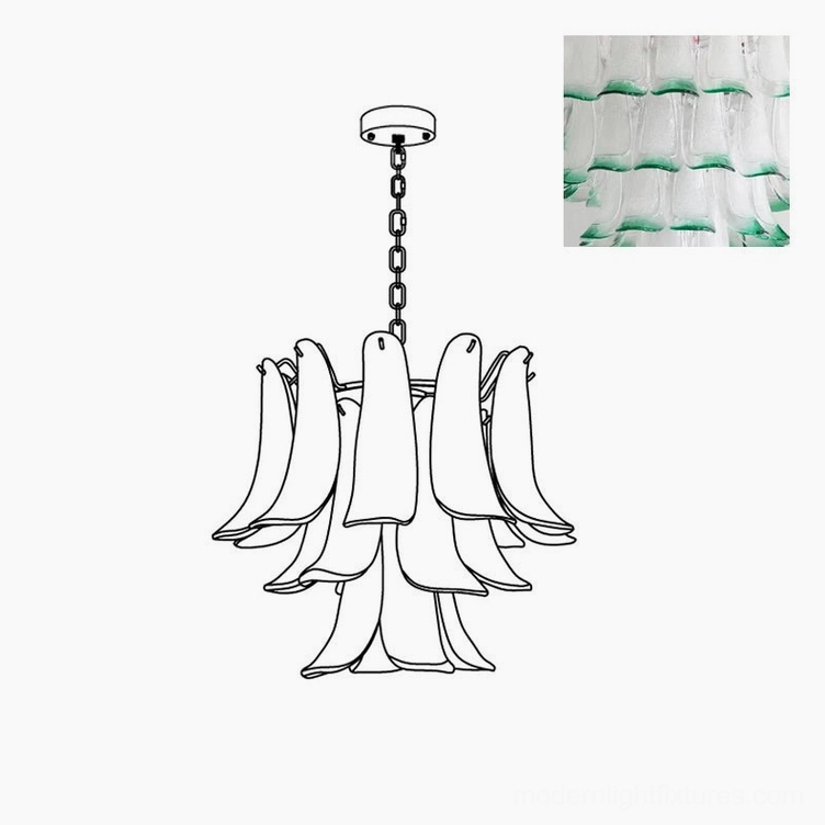 Clear green petal chandelier large 6-layer configuration creating grand lighting statement piece