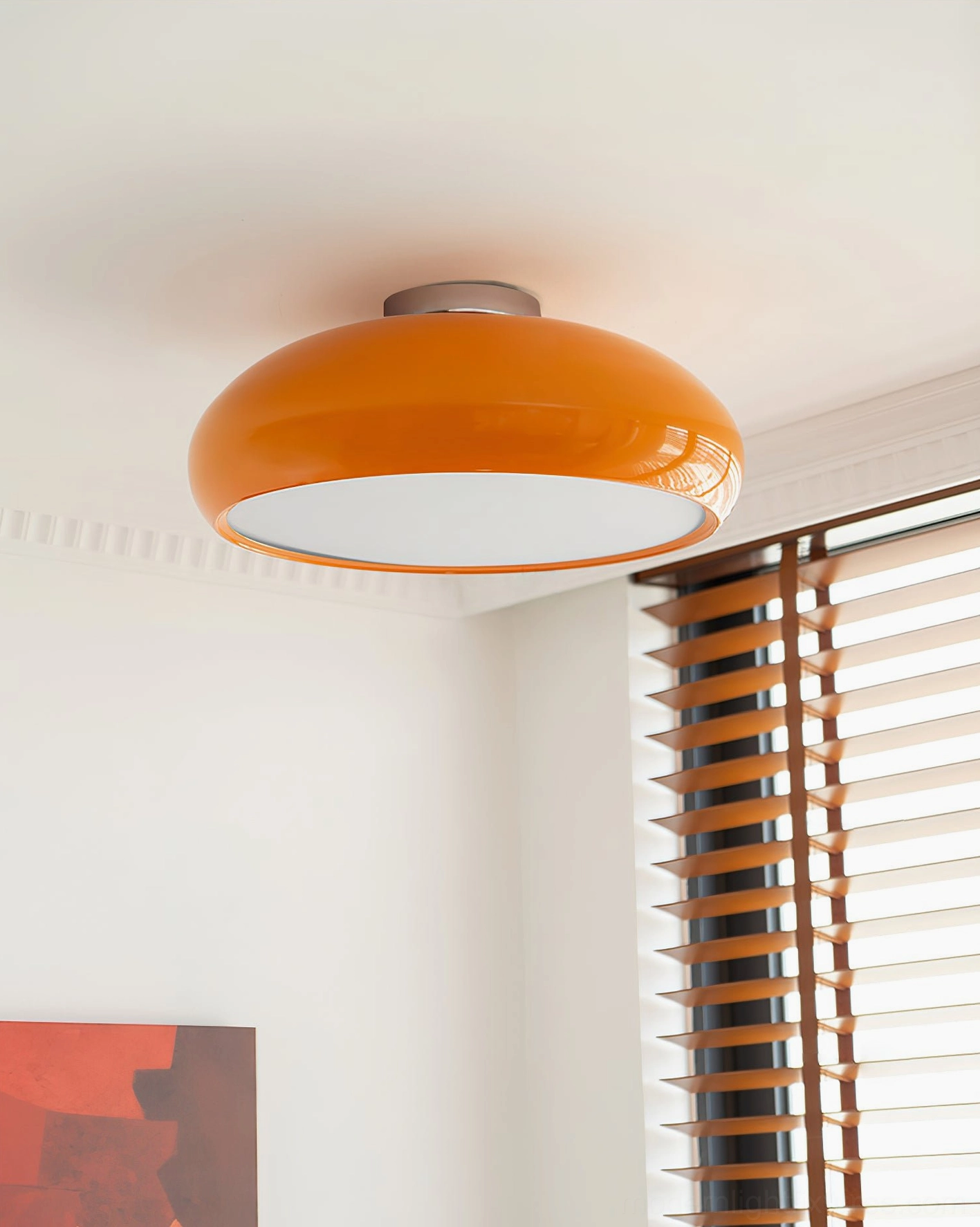 Clementine modern ceiling light fixture 60cm standard size in orange finish for large dining rooms and living spaces