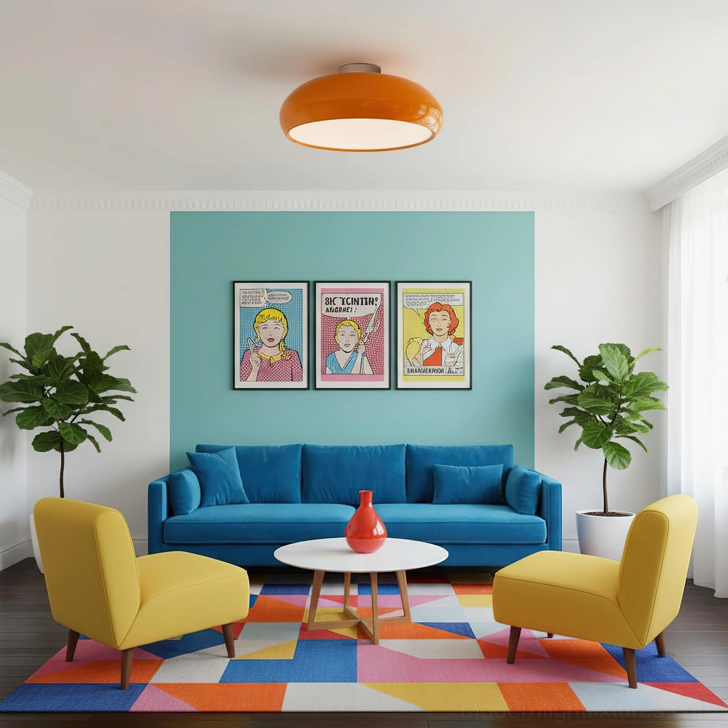 Clementine modern flush mount ceiling light - chrome finish option in neutral minimalist interior with natural wood accents