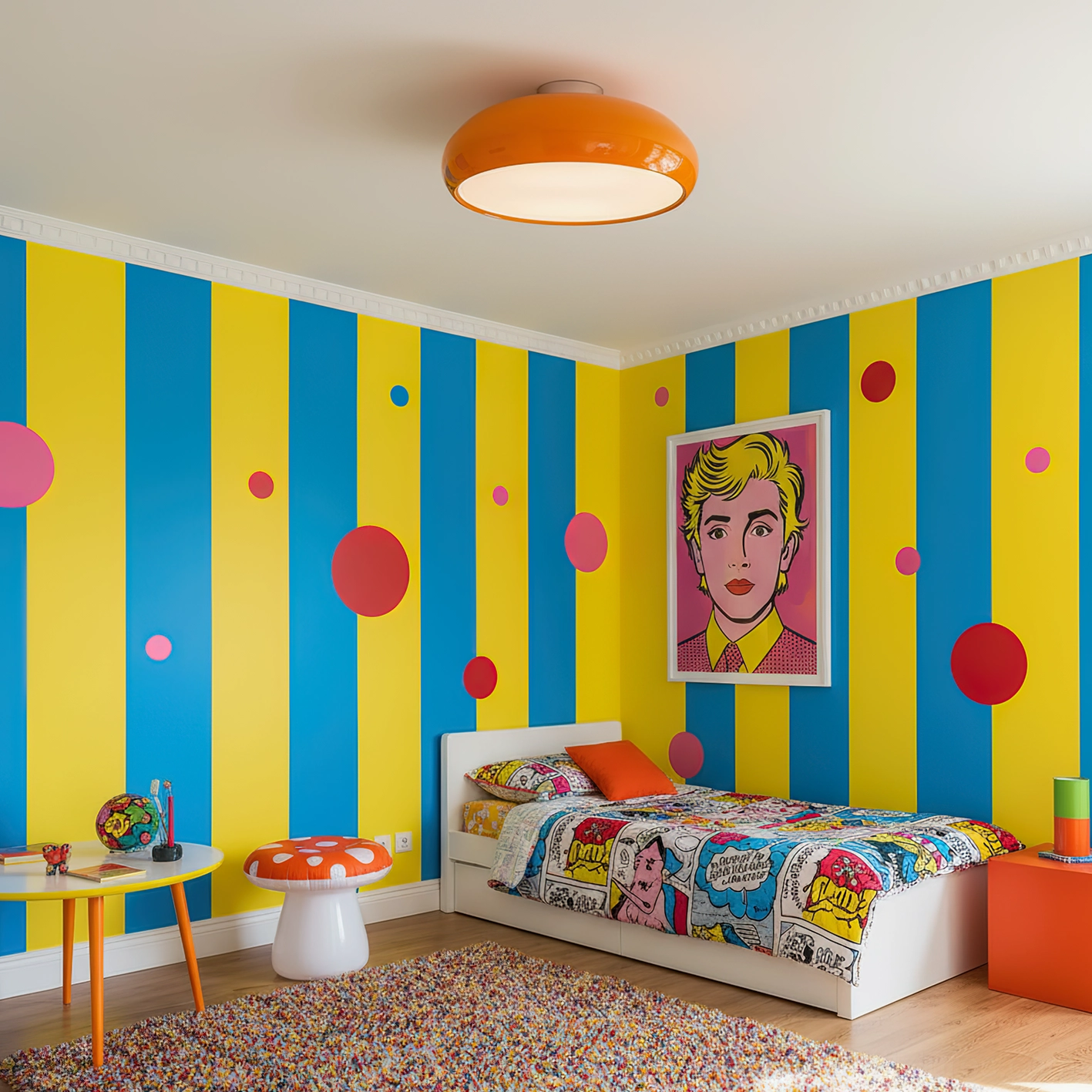 Clementine modern ceiling light fixture - overhead angle showing disc shade form and light diffusion in residential setting