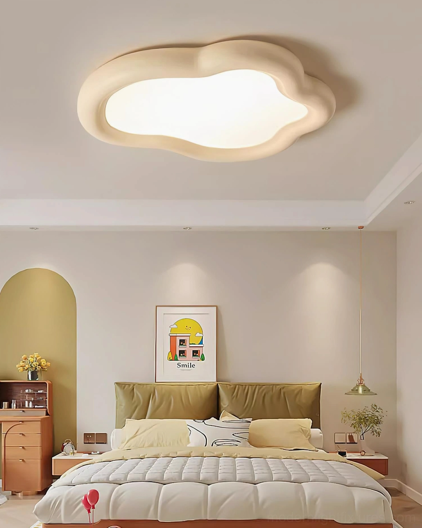 Modern cloud ceiling light multiple color options brown white beige finish variations available