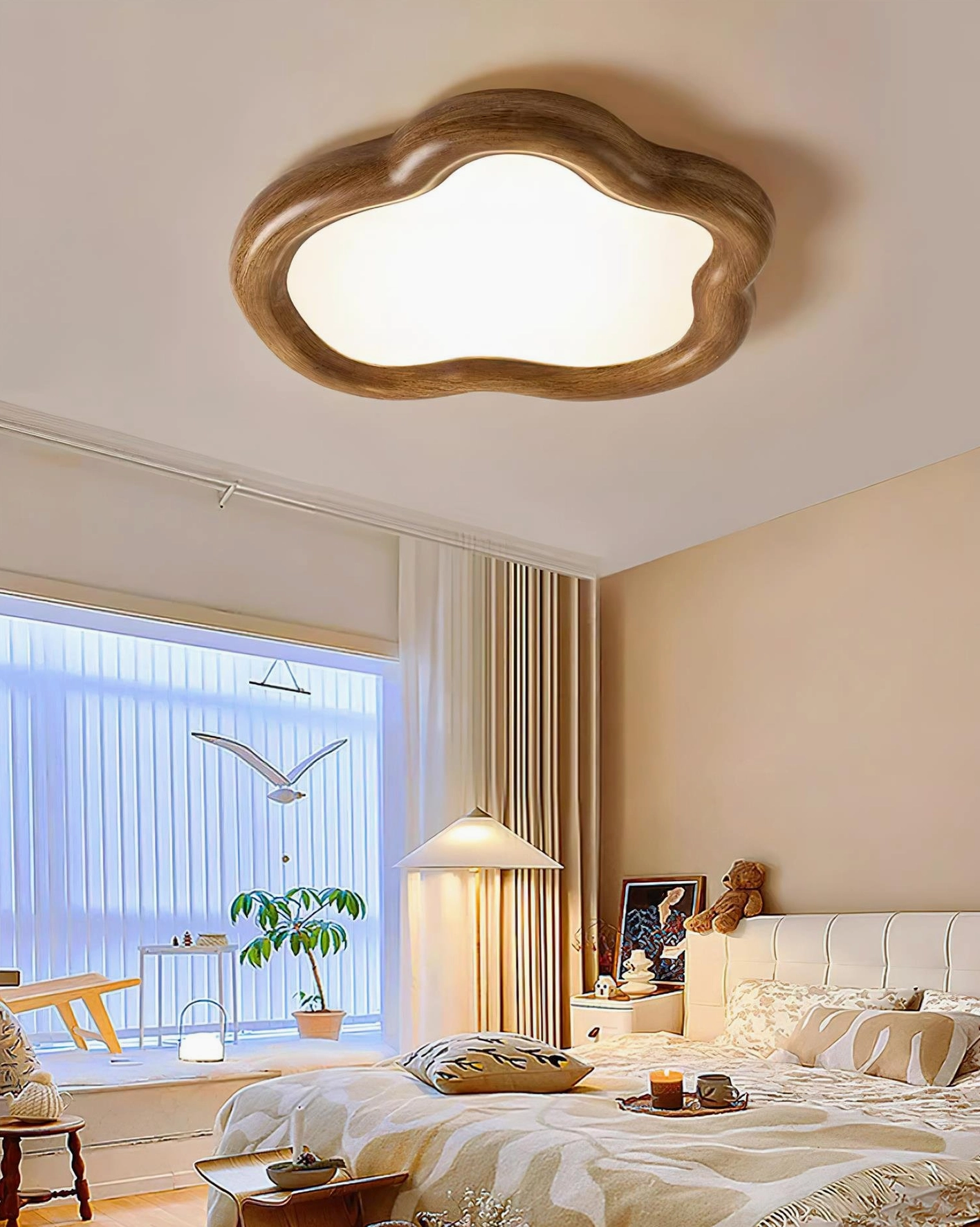 Cloud flush mount ceiling light contemporary design organic sculptural shape functional ambient lighting solution