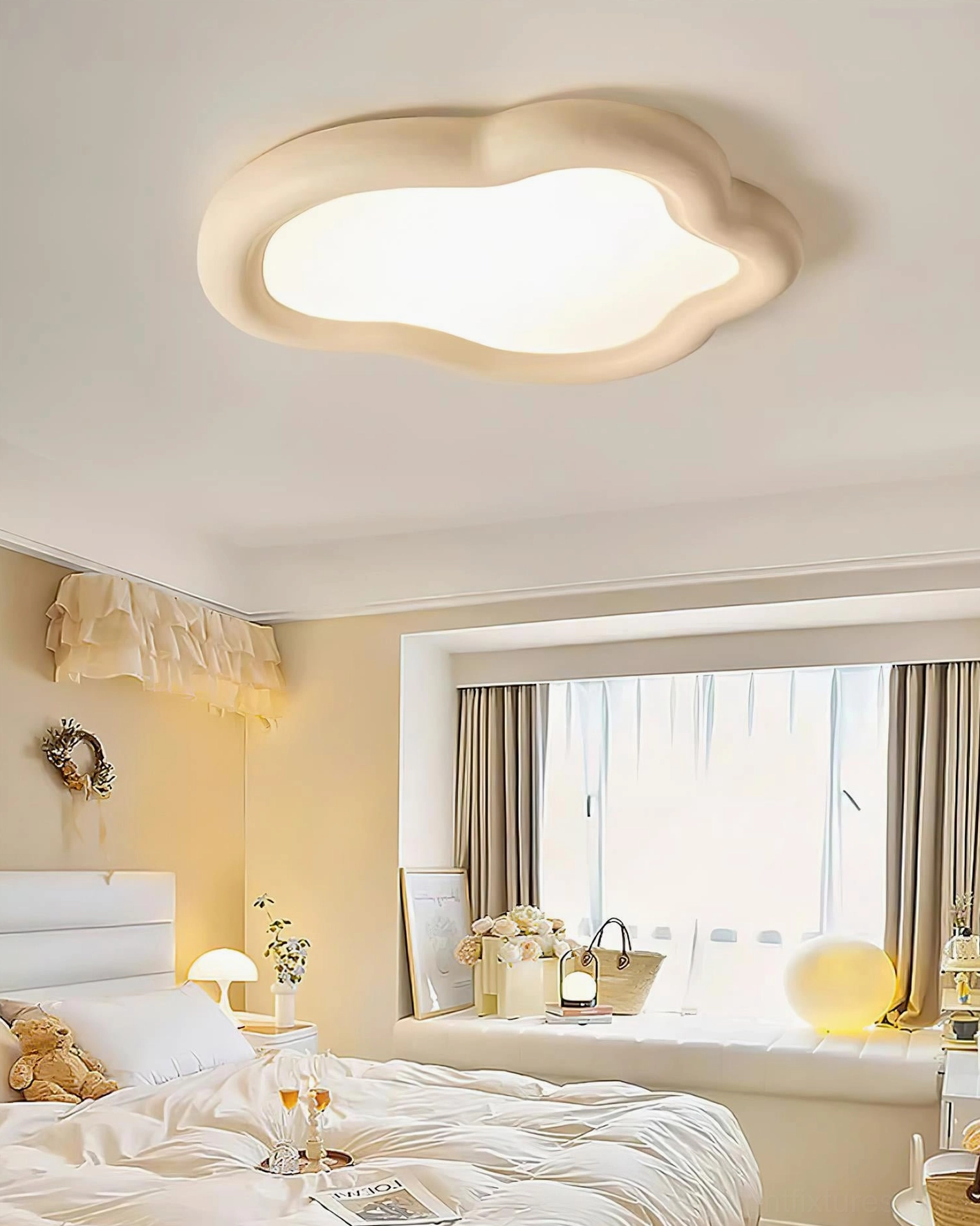 Modern cloud-shaped ceiling light fixture contemporary minimalist design integrated LED warm white illumination