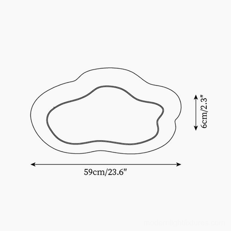 Cloud ceiling light technical drawing orthographic projection showing 59cm diameter and 6cm thickness dimensions