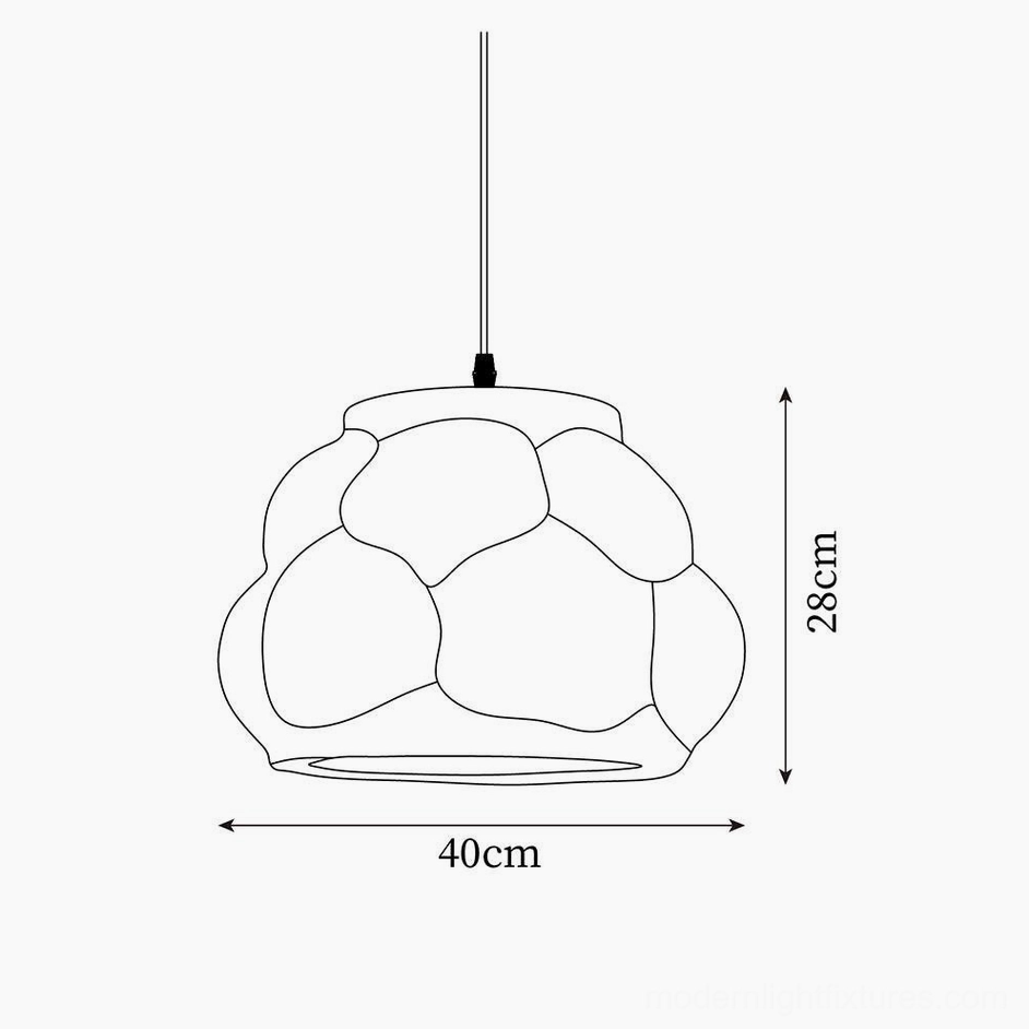 Cloud pendant lamp technical drawing orthographic line schematic with dimensions 40cm width 28cm height