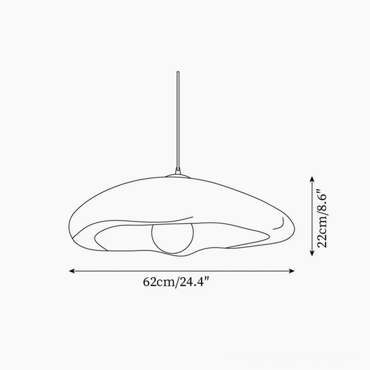 Monk Cloud Pendant Light technical schematic - 62cm length by 22cm height dimensions