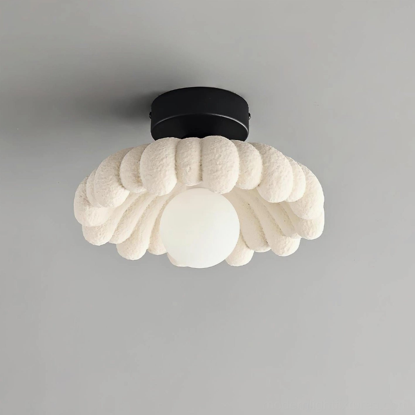 Cloud Petal Ceiling Light Fixture black and white color options with frosted glass diffuser and metal hardware