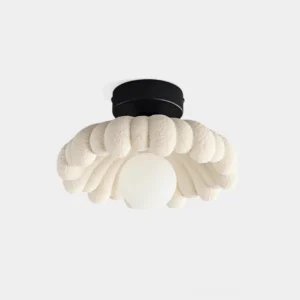 Cloud Petal Ceiling Light Fixture close-up on white background studio shot showing sculptural texture and frosted glass center