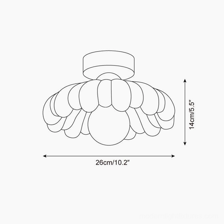 Cloud Petal Ceiling Light Fixture technical dimension drawing specification sheet 26cm diameter 14cm height