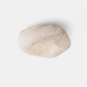 Modern cloud silk ceiling light with organic irregular fabric texture on white background