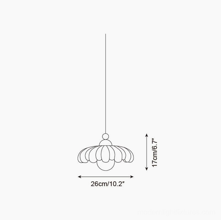 Single cloudet pendant lamp dimension schematic, technical drawing showing 26cm diameter by 17cm height specifications