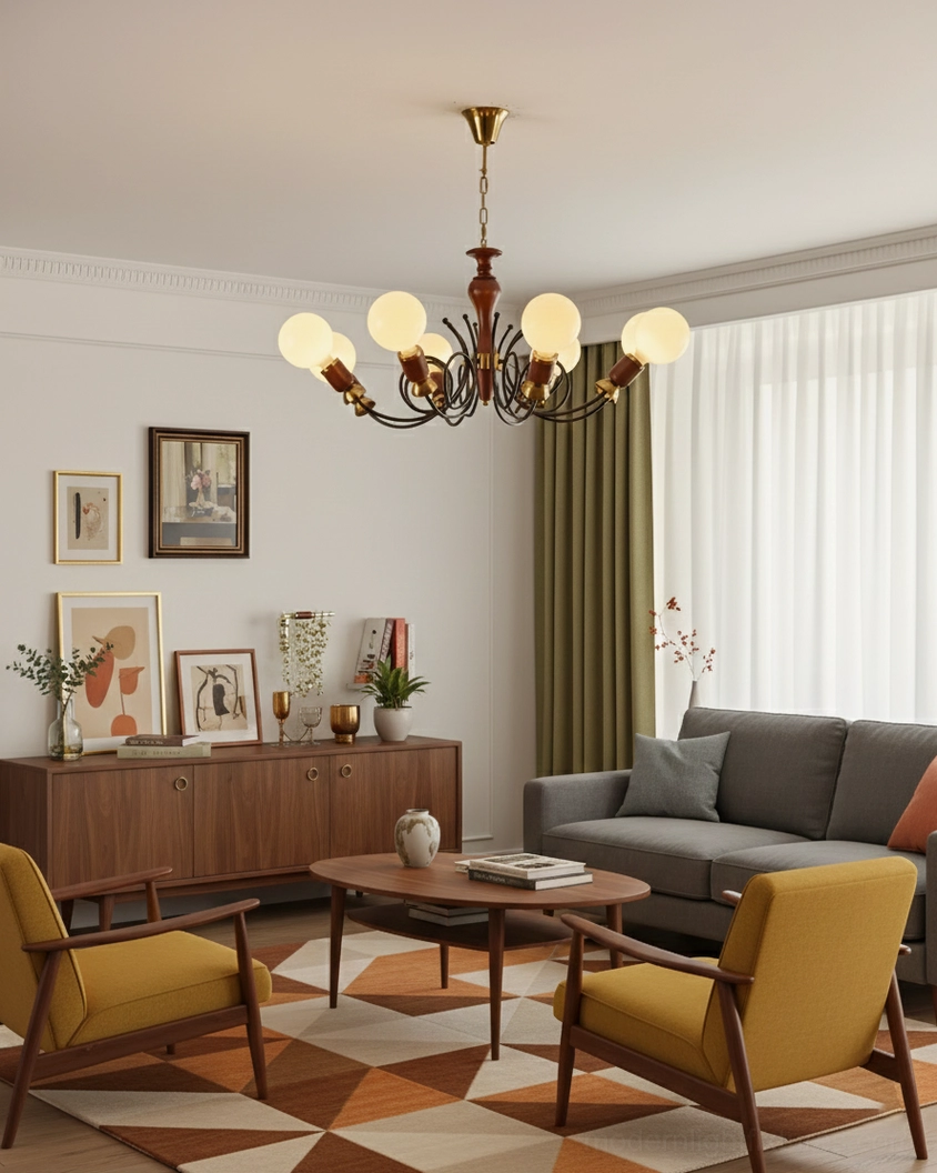 Close-up of frosted glass globes on cluster chandelier showing light diffusion
