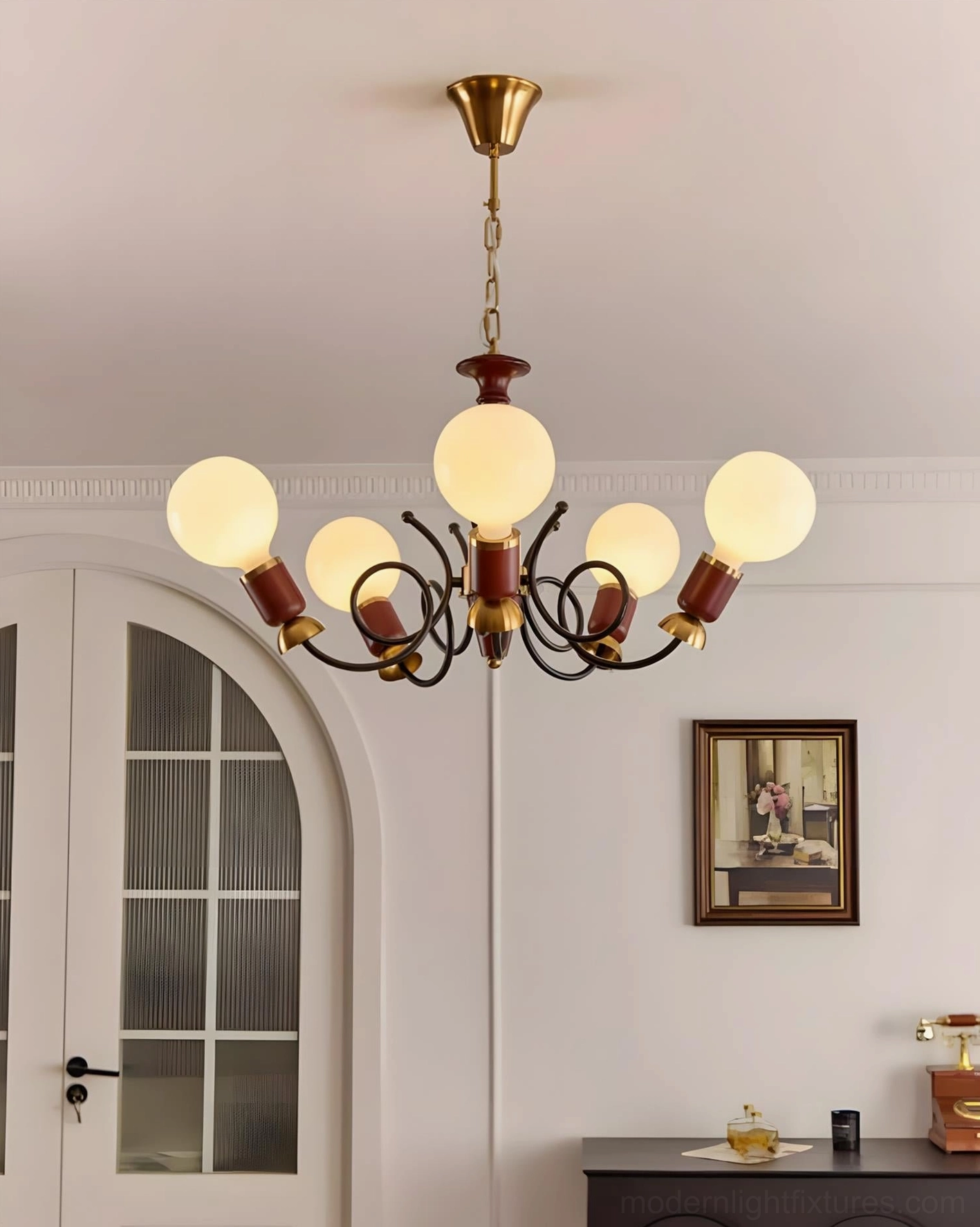Cluster chandelier fixture showing adjustable hanging chain and E26 E27 socket compatibility