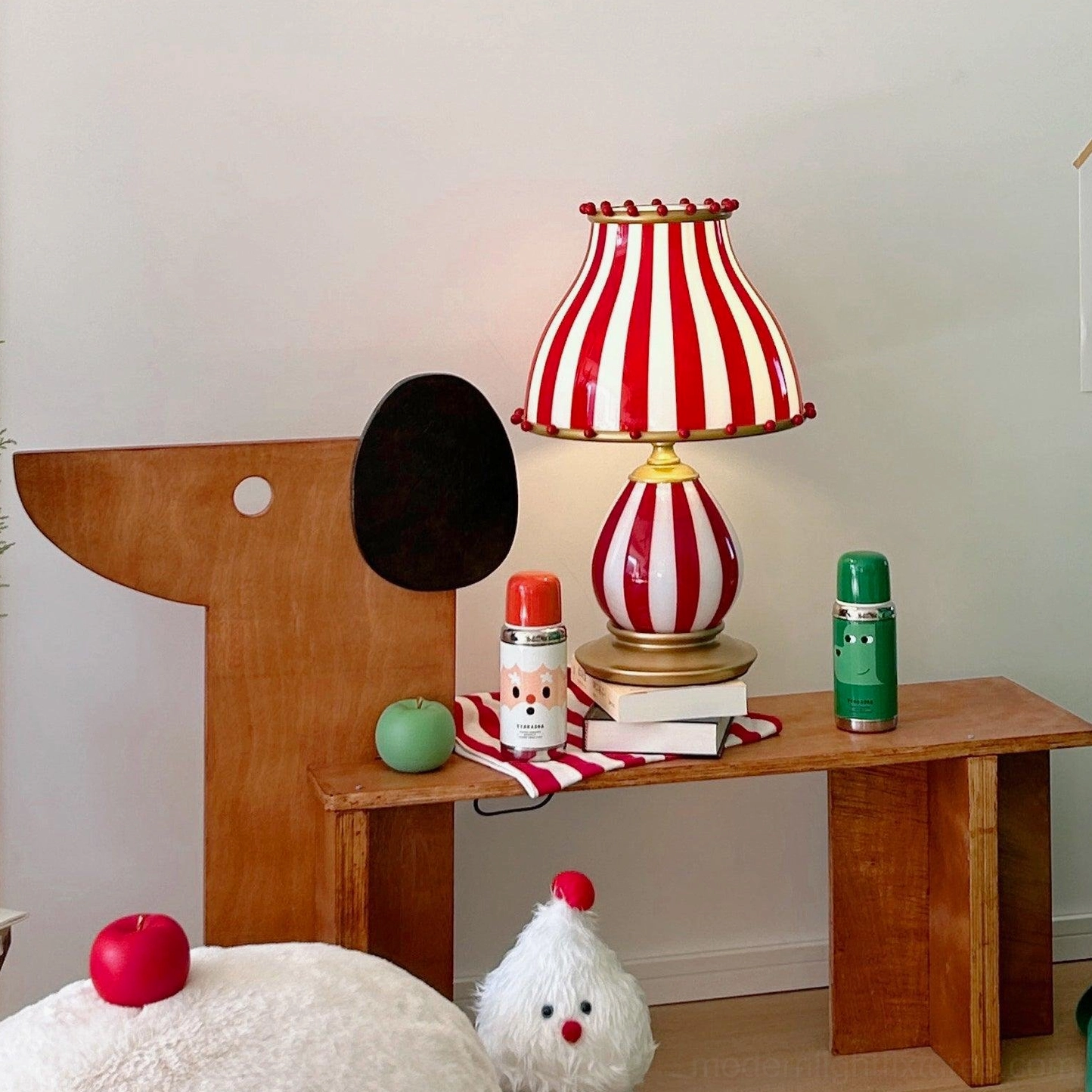 Colorful circus inspired table lamp bringing joy and nostalgia to home spaces