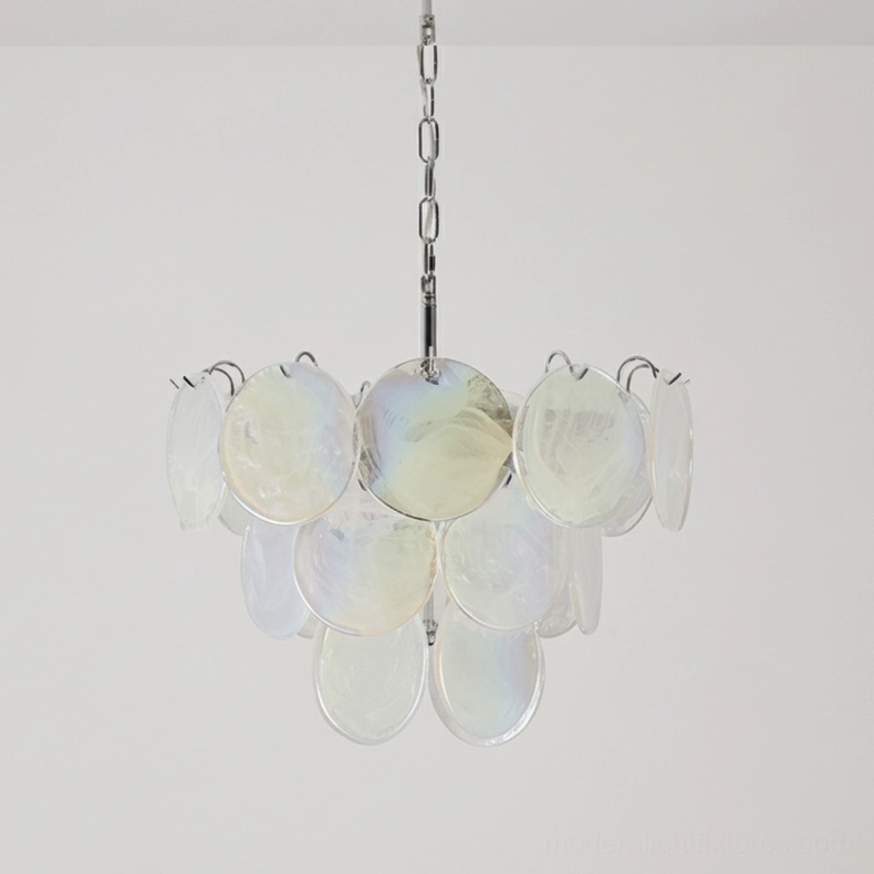Colorful white cream-yellow glass disc chandelier hand-blown modern fixture