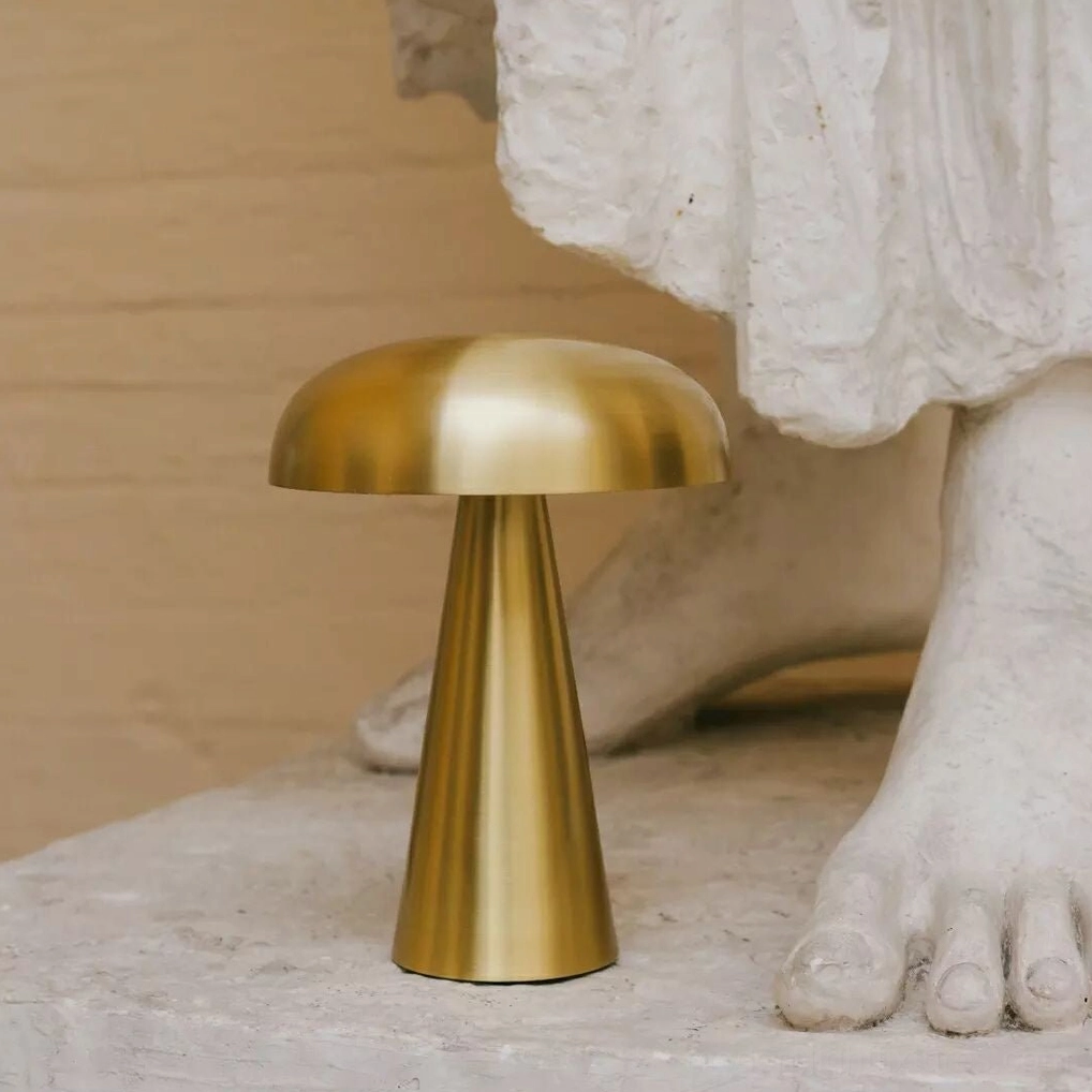 Como table lamp aluminum dome shade and tapered base showing refined modernist proportions