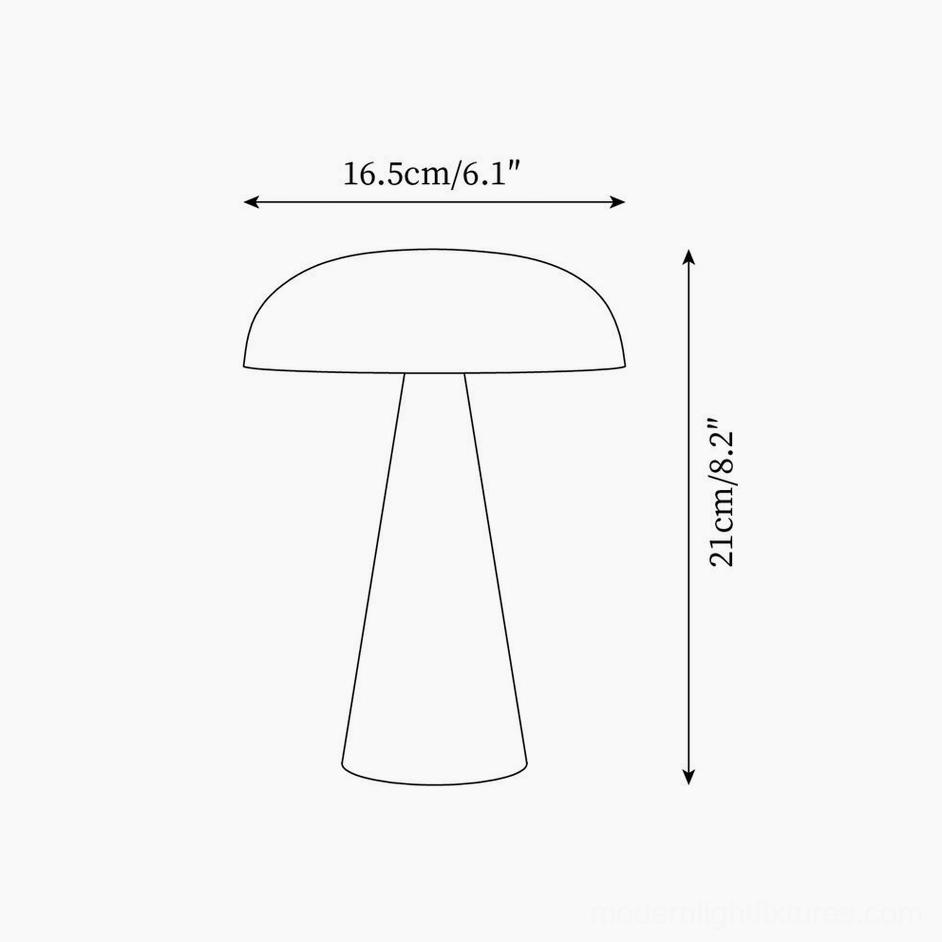 Como table lamp technical specifications diagram showing dimensions height diameter and product measurements