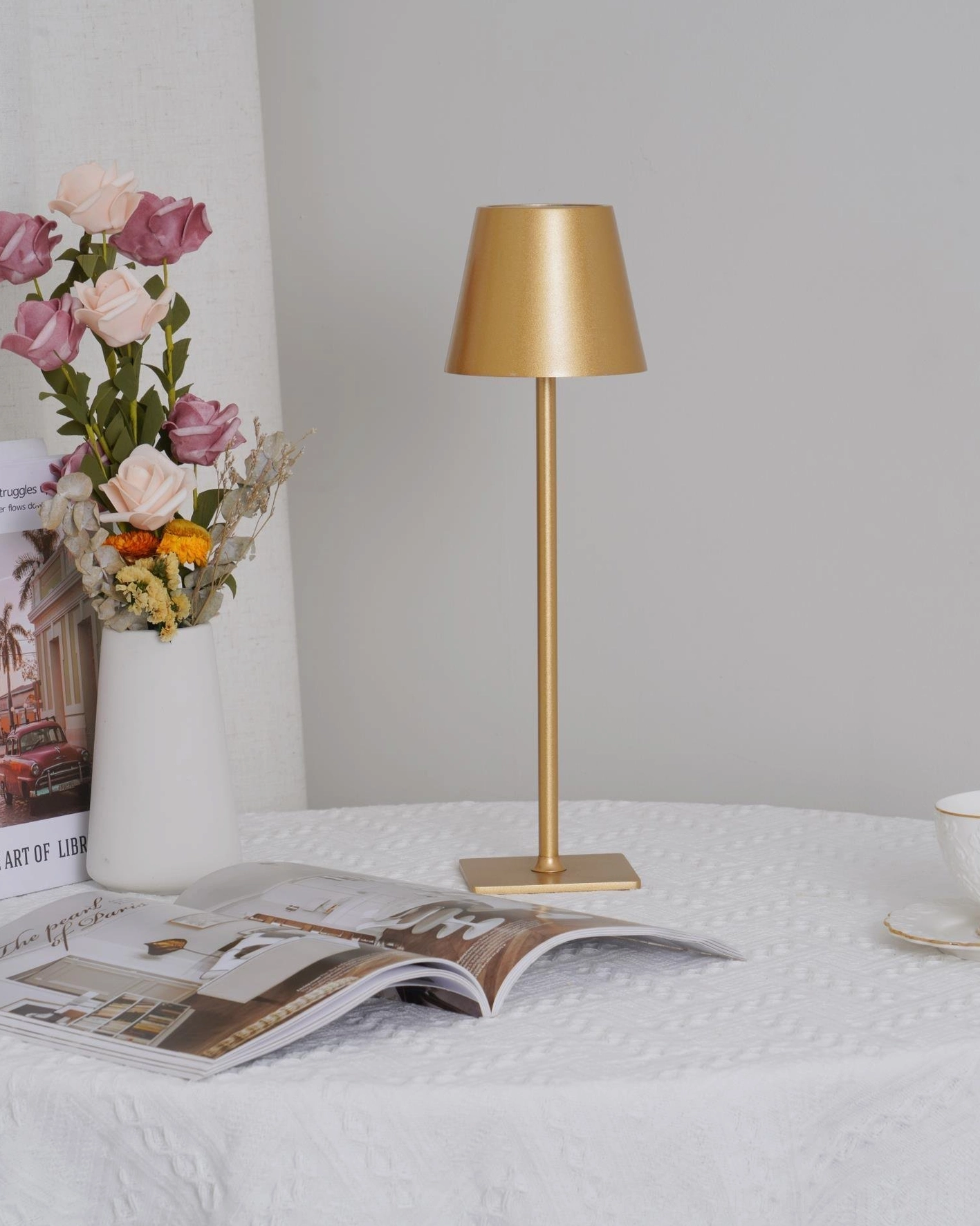 Table lamp 15 inches height compact modern proportions residential lighting