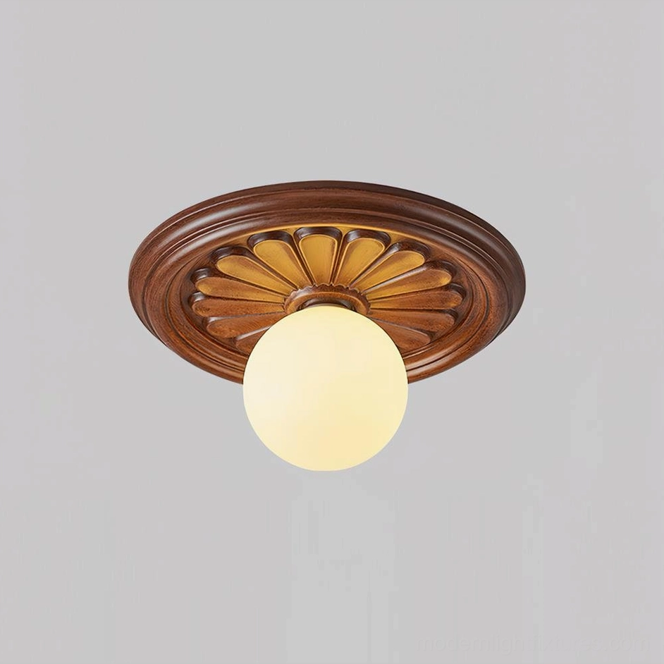 Compact 30cm resin ceiling light brown finish perfect for small bedroom and nook