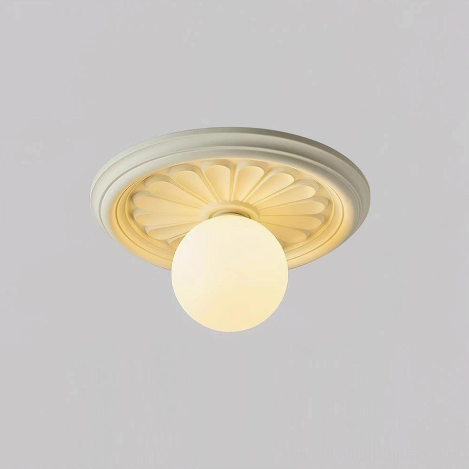 Compact beige resin ceiling light 30cm ideal for reading nook and small spaces