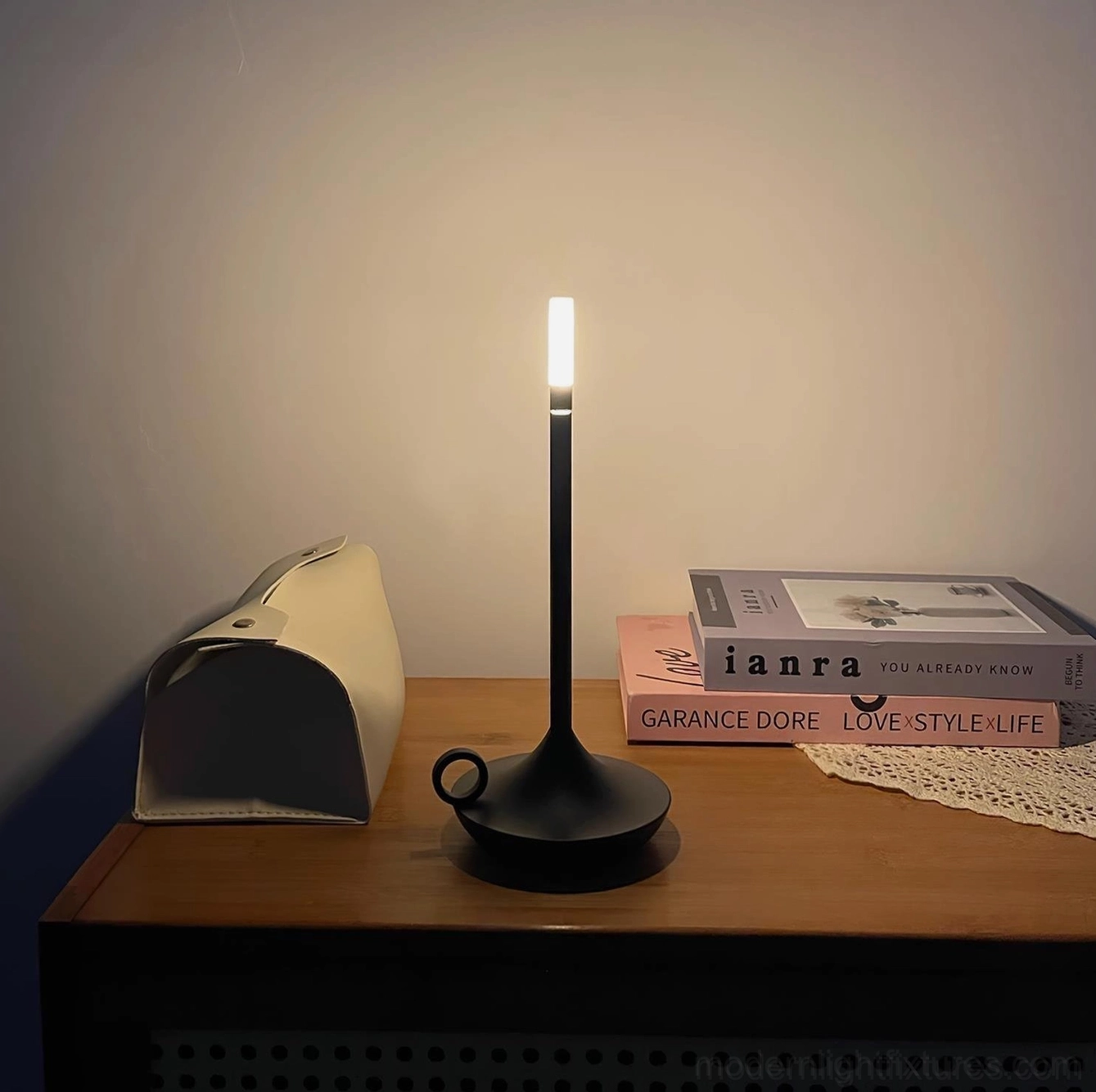 Compact LED candle table lamp suitable for intimate bedroom reading nook and personal reading area