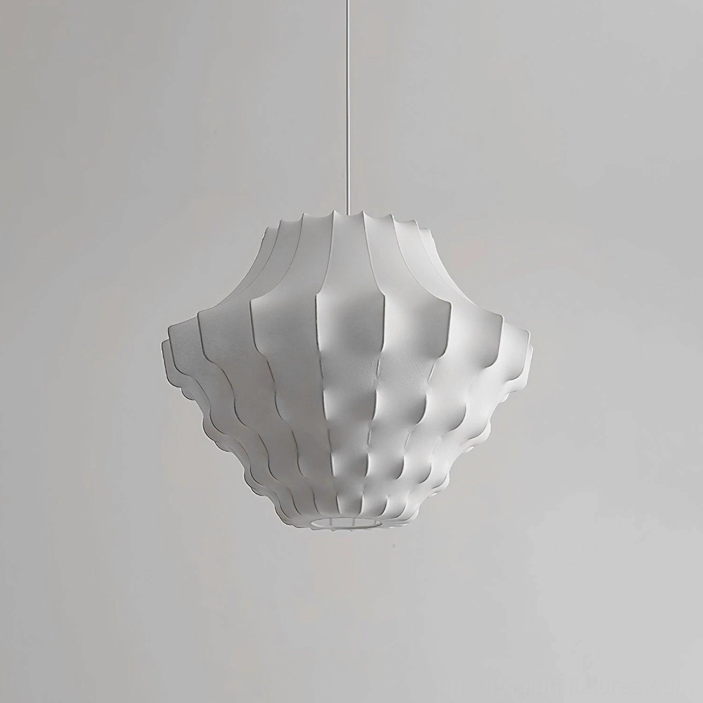 Compact sculptural white pendant lamp Model B - intimate space design