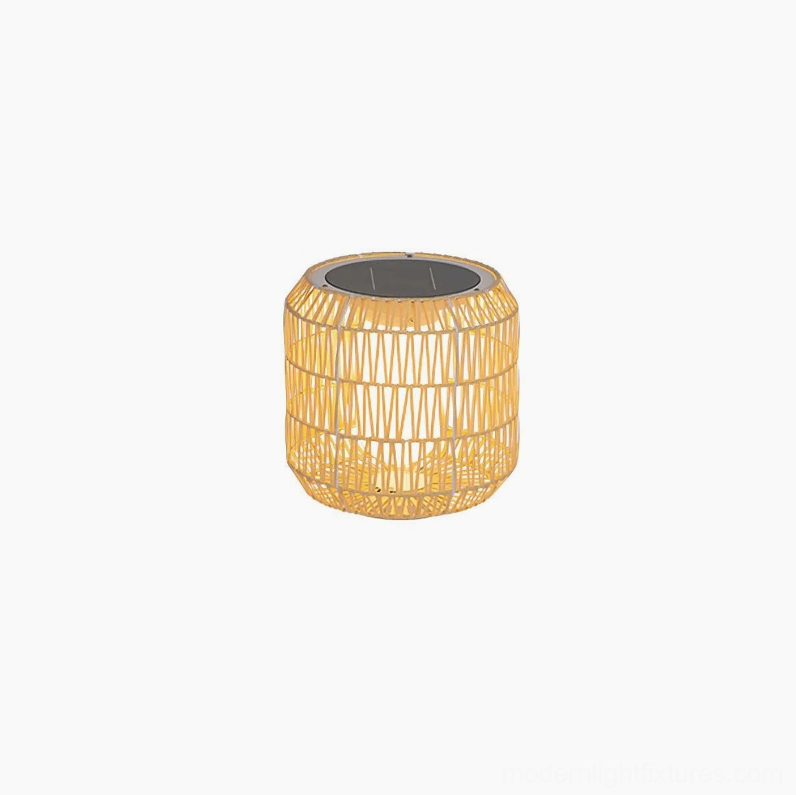 Compact solar rattan table lamp versatile cordless portable outdoor accent lighting
