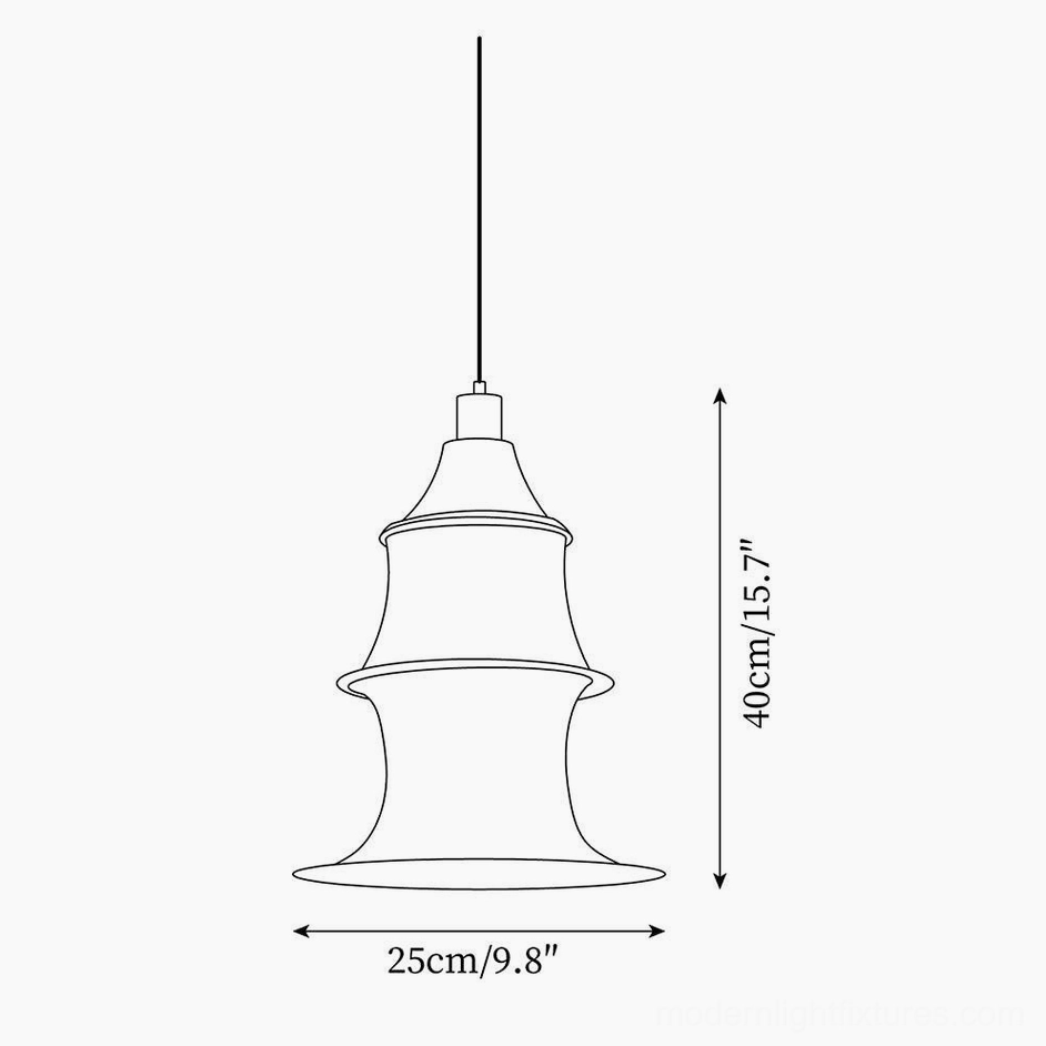 Compact tiered pendant lamp technical drawing - 25cm diameter x 40cm height specifications