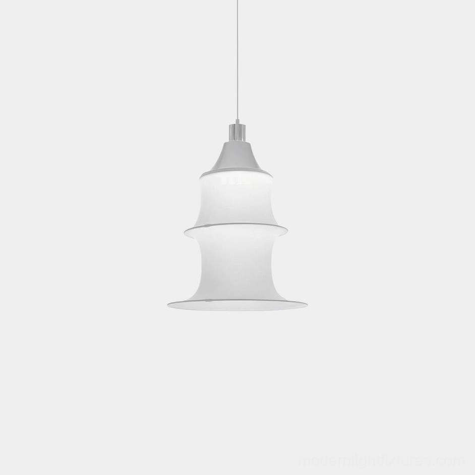 Compact tiered white pendant lamp - small decorative lighting fixture for accent spaces