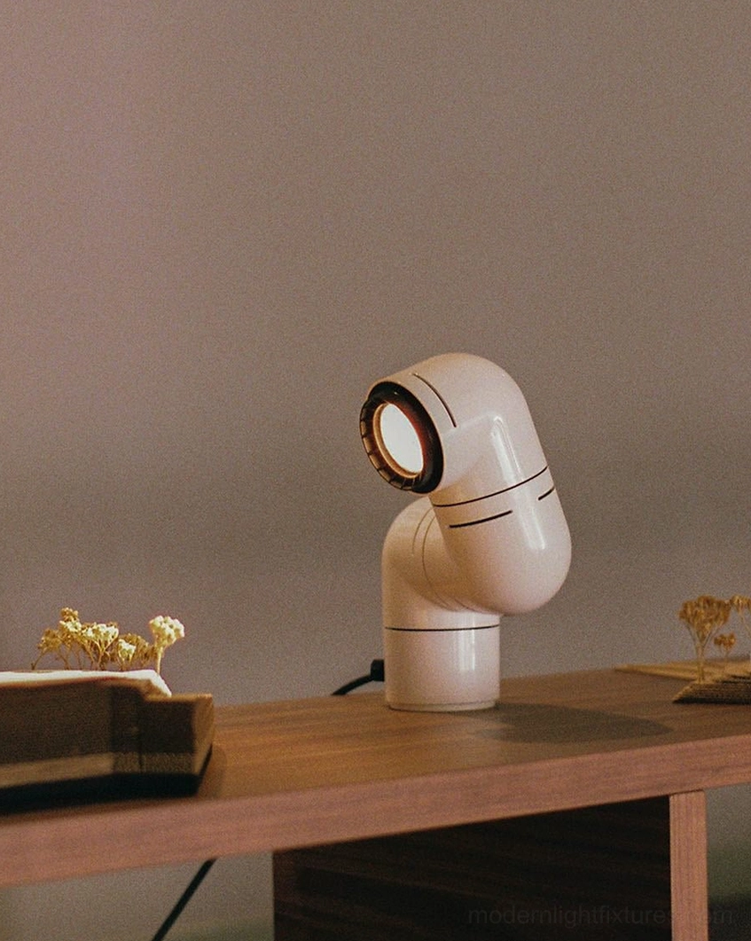 Tubular table lamp compact footprint 20.5cm wide 26cm tall space-efficient design