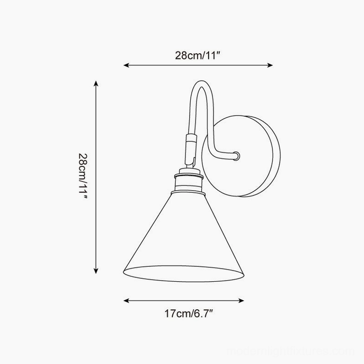 Conira wall sconce technical drawing and product dimensions specification