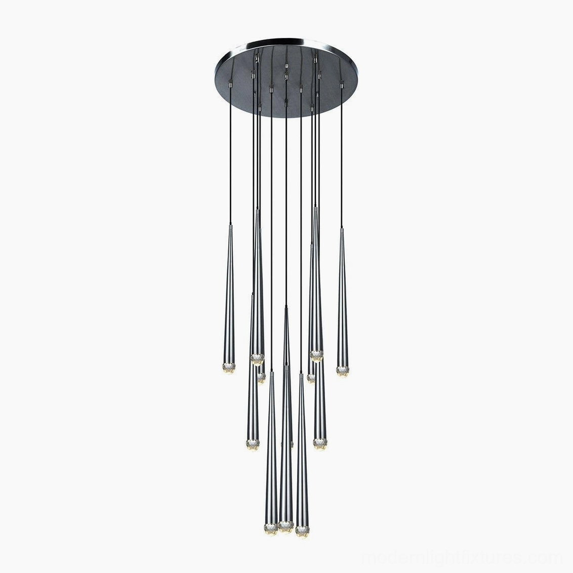 Contemporary brass tapered rod cluster pendant light fixture