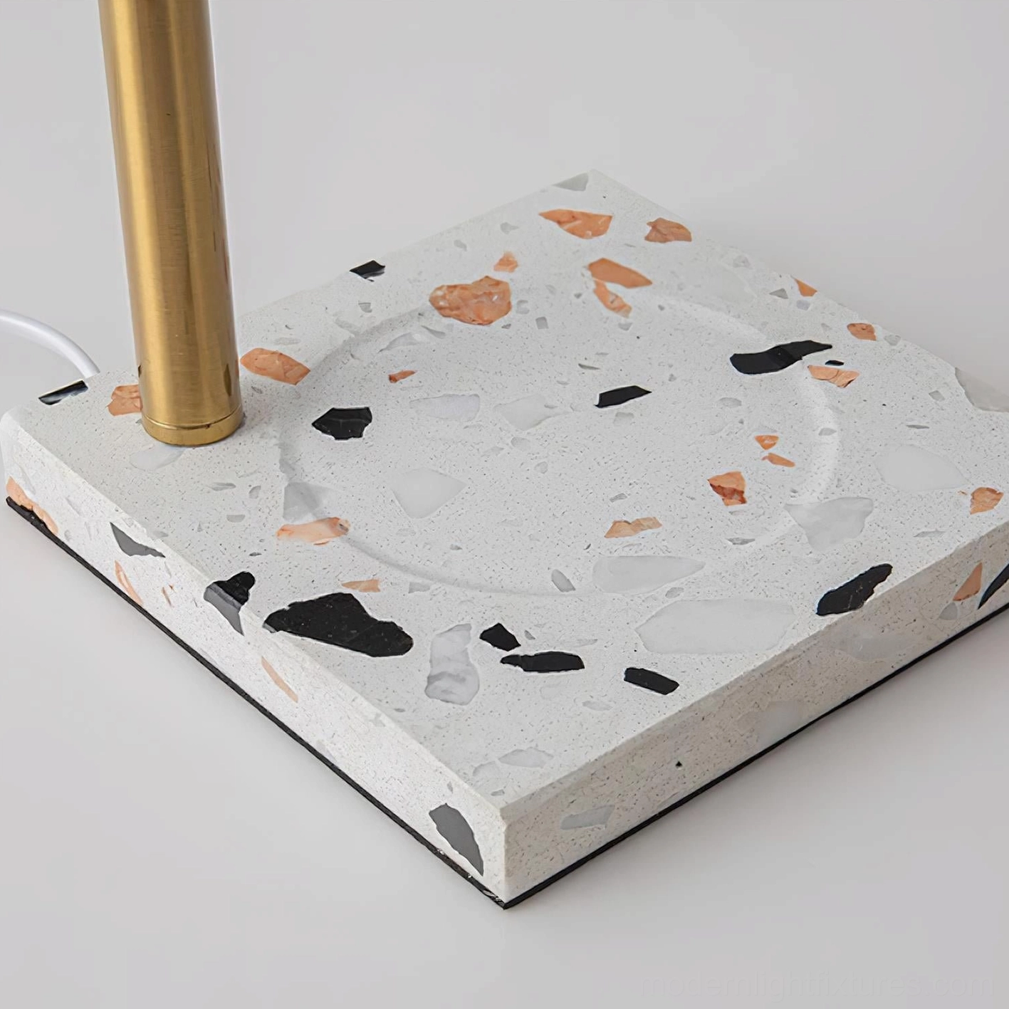 Contemporary table lamp candle warmer minimalist aesthetic metal body terrazzo base