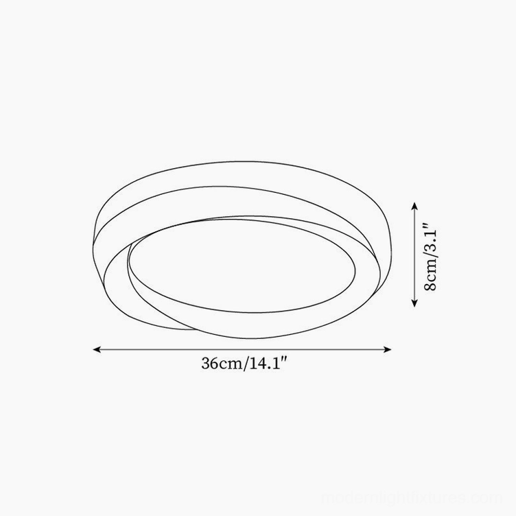 Minimalist round flush mount ceiling lamp detail showing integrated LED soft-glow technology
