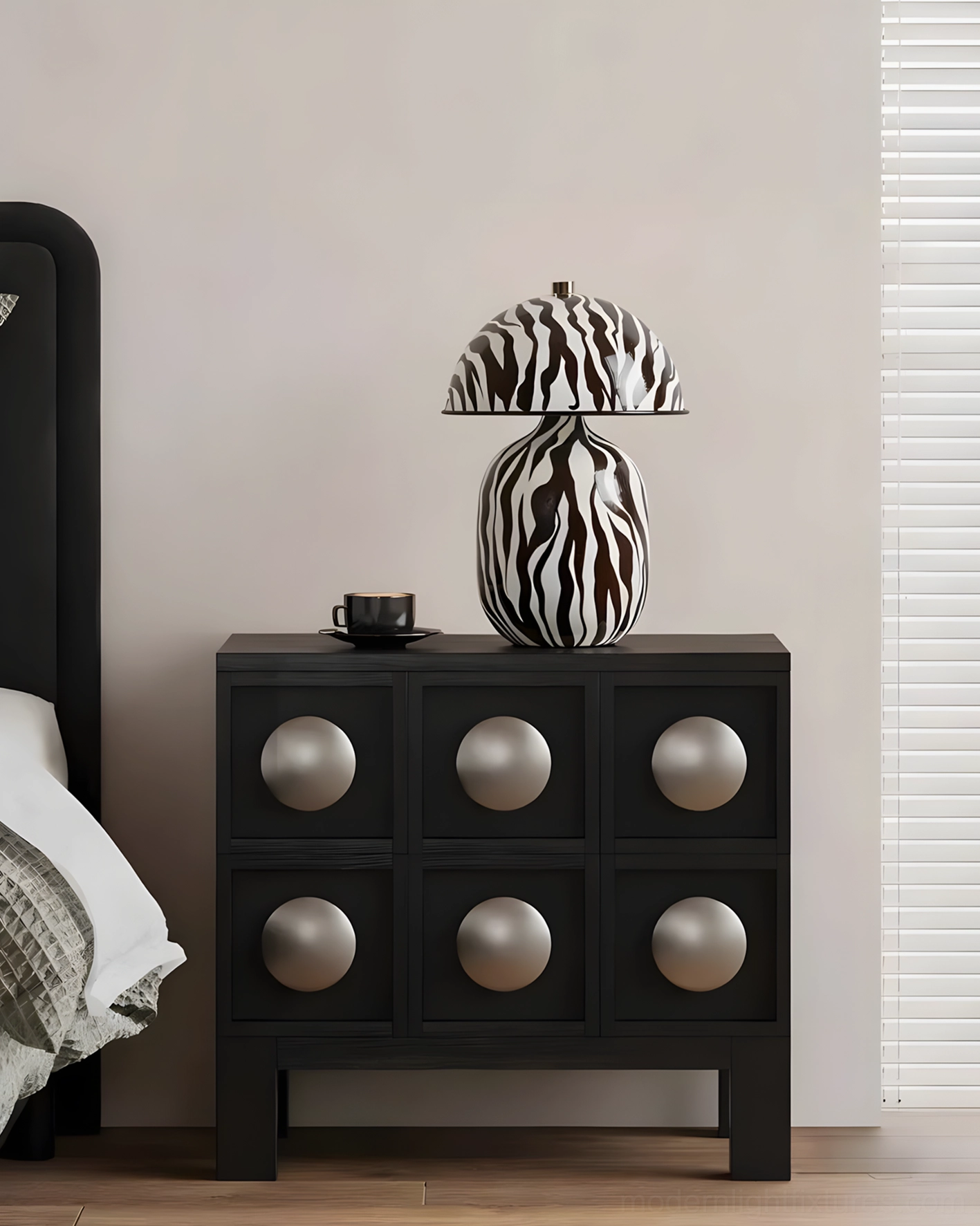 Contemporary hand-painted ceramic table lamp with artistic botanical design inspiration