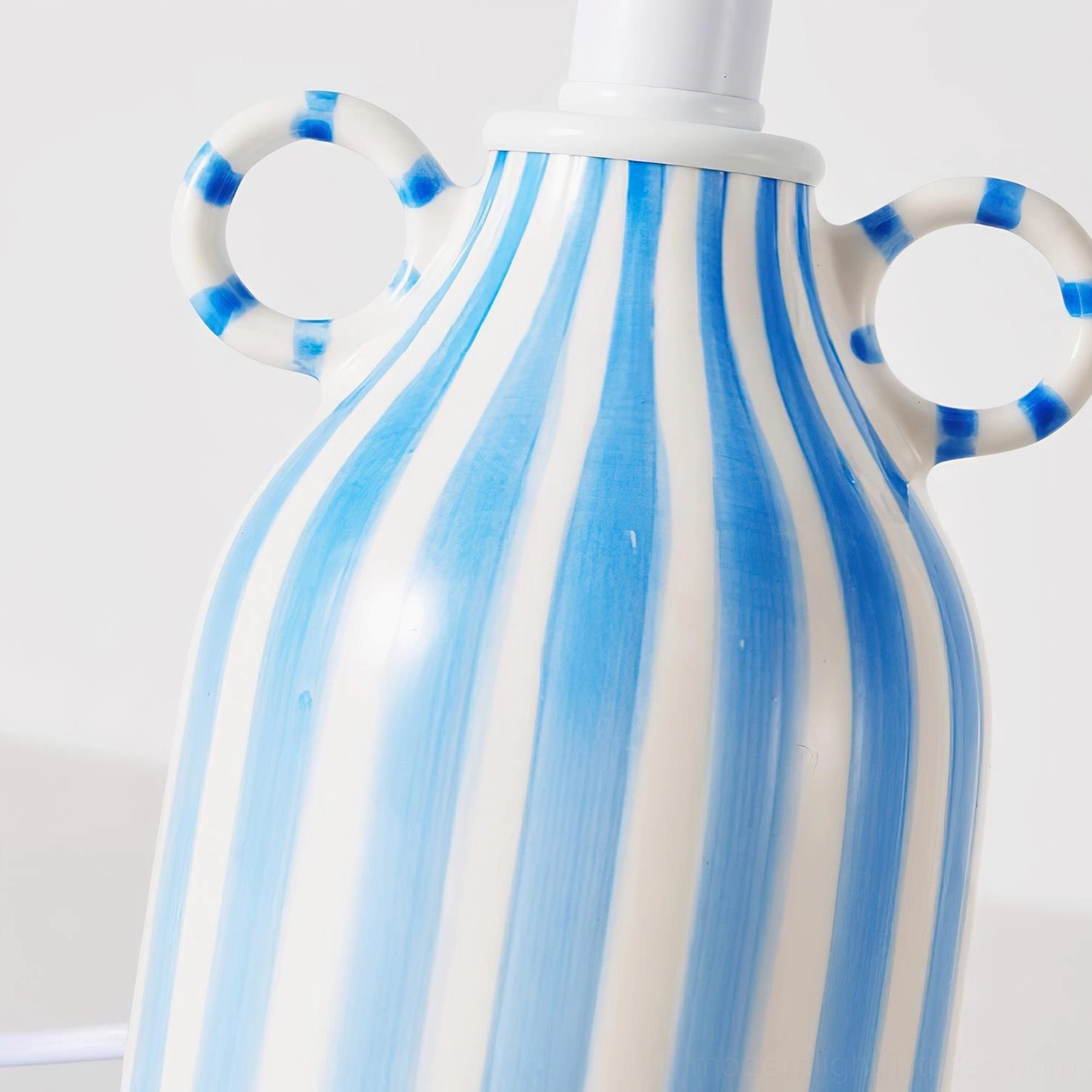 Mediterranean-inspired ceramic striped table lamp - contemporary coastal home lighting fixture