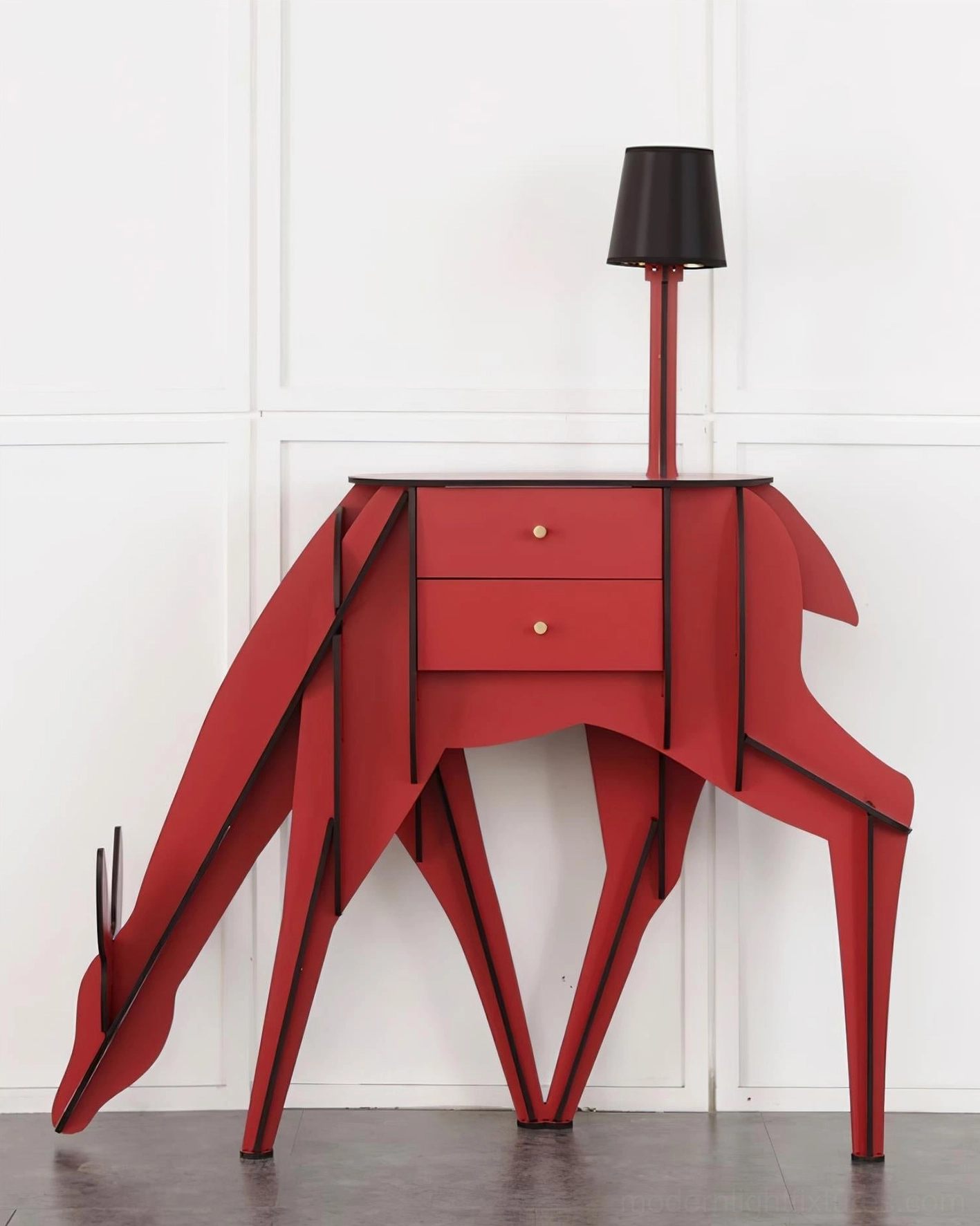 Deer profile floor lamp sculpture, contemporary art-inspired silhouette design for modern living spaces