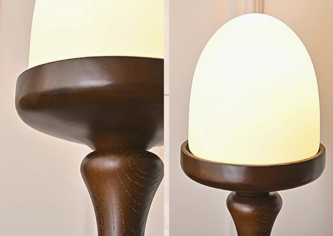 Contemporary egg-form table lamp with warm illumination demonstrating light diffusion and ambient quality