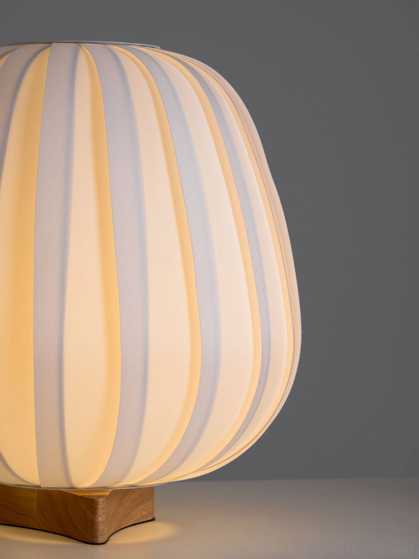 Contemporary fabric table lamp wooden base wabi-sabi aesthetic design