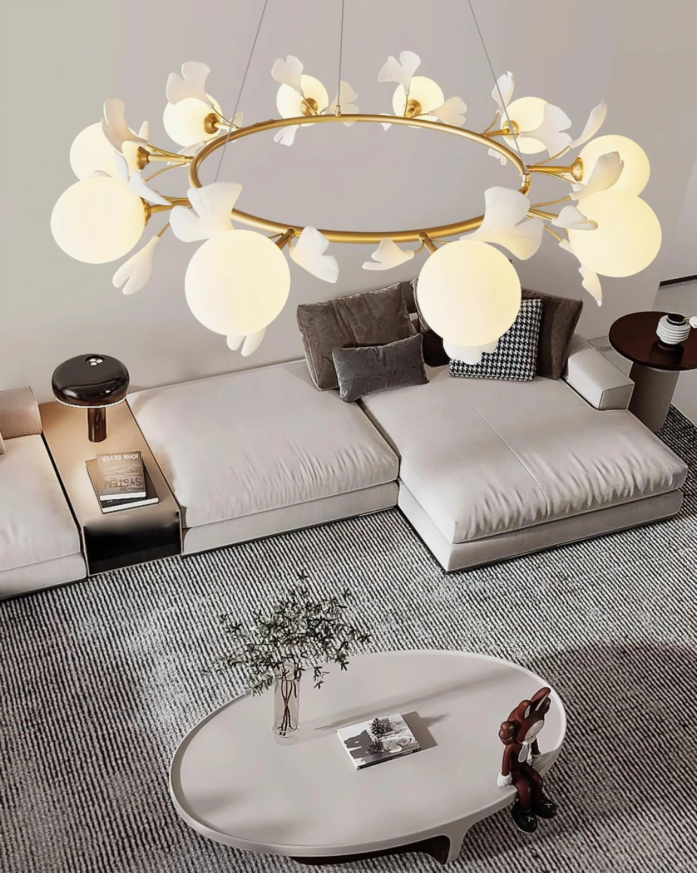 Contemporary ginkgo leaf lighting fixture modern botanical chandelier design