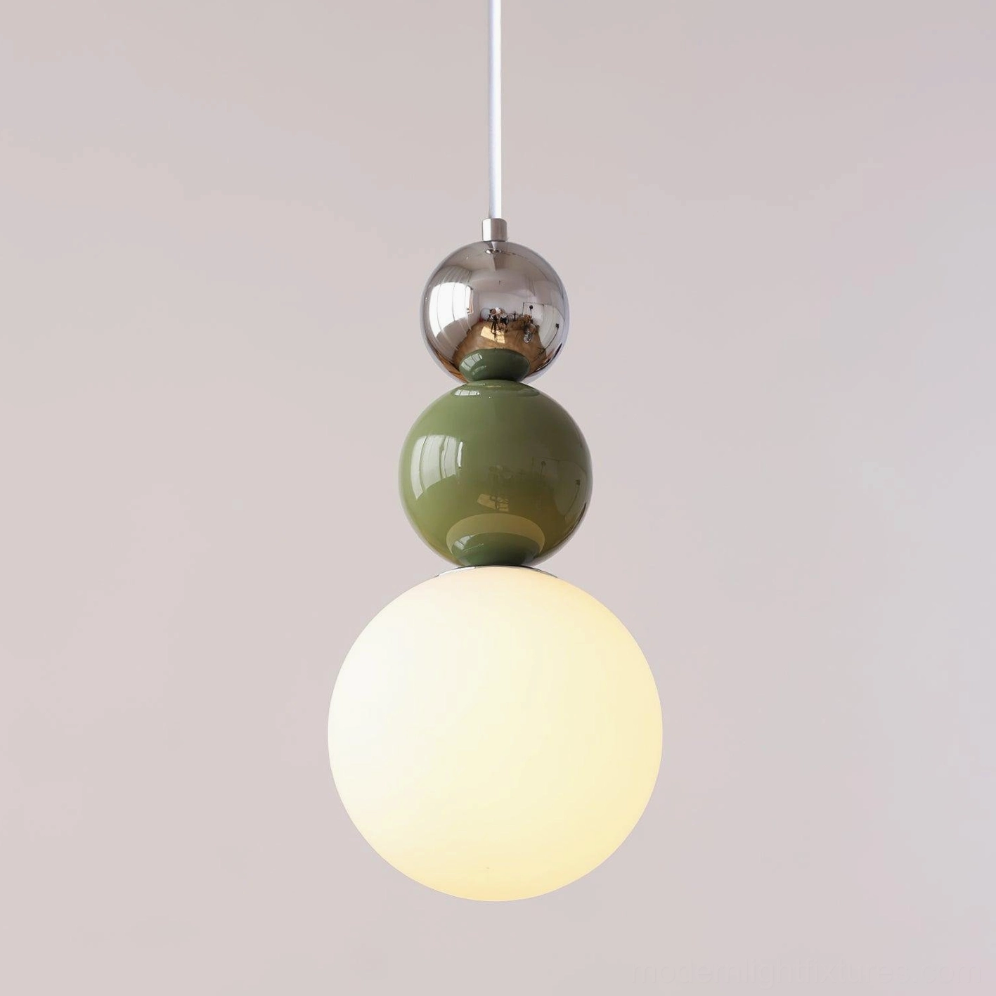 Contemporary glass sphere pendant light creating focal point in modern interior room
