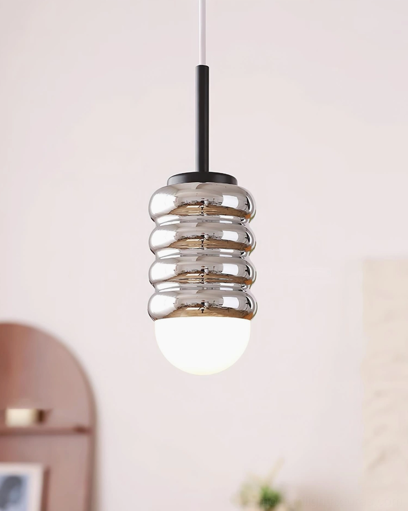 Contemporary hanging light with metal body construction, certified for North America Europe Australia