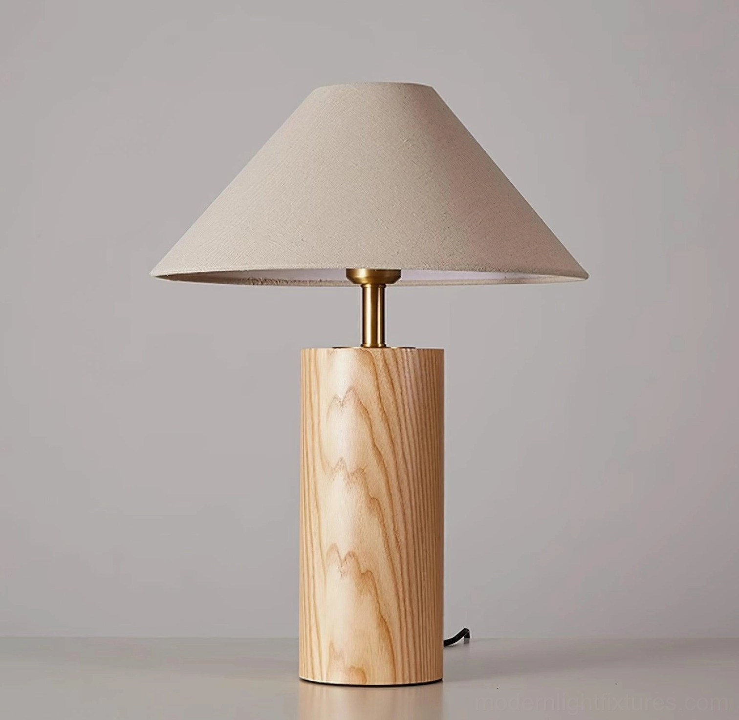 Contemporary wooden table lamp model detail showing refined construction and design features