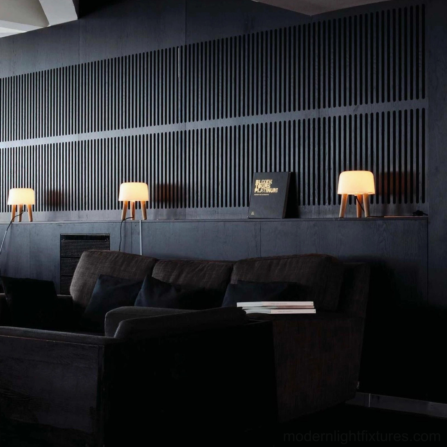 Contemporary milk glass table lamp with clean geometric lines and natural wood base, modern interior lighting solution